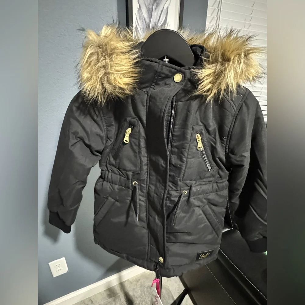 Justice Black Jacket with Faux Fur Lining